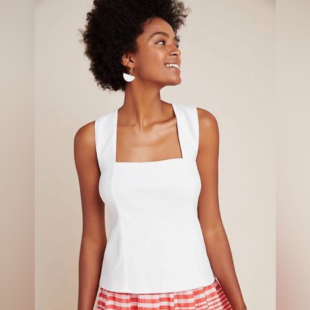 Anthropologie NWOT Whlte Stephie Cross Back Top